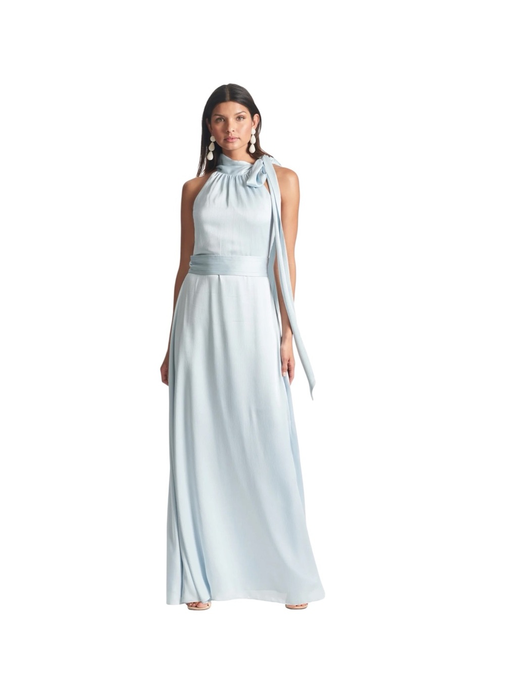 Sachin and Babi Light Blue Halter Maxi Dress with Sash
